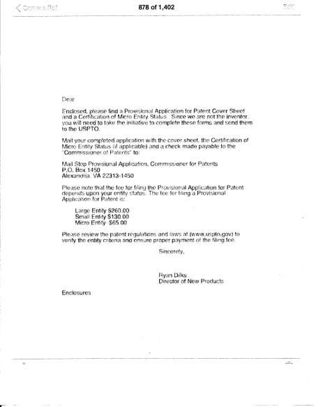 patent application form letter