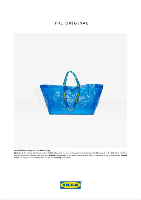 Ikea advertisement featuring its signature blue shopping bag