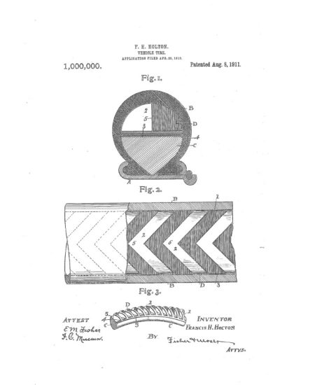 Diagram of Patent #1,000,000: vehicle tires