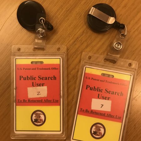Access cards for the library at the US Patent and Trademark Office
