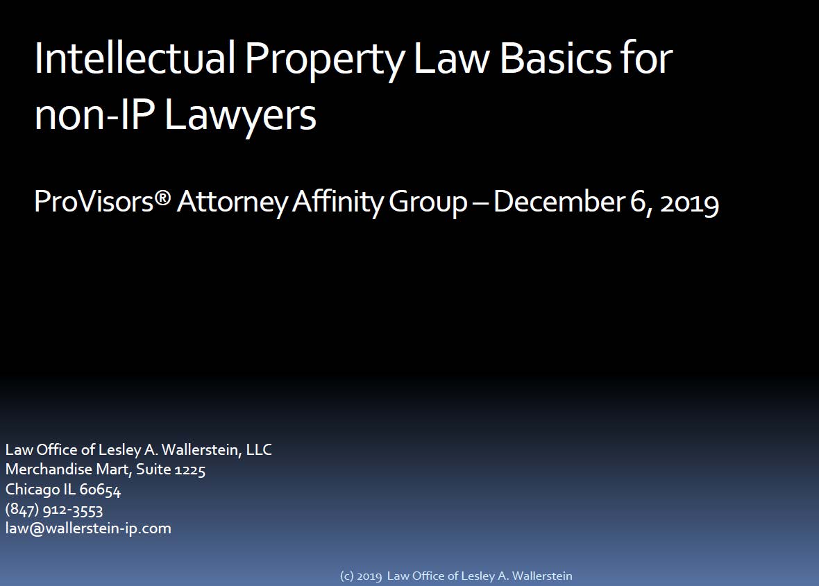 Lesley Wallerstein Teaches Chicago ProVisors Attorney Group about Intellectual Property Law